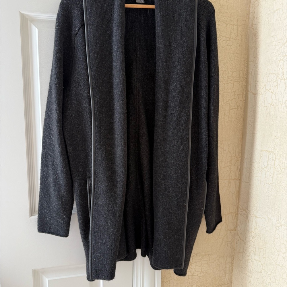 Vince Charcoal Gray Open Front Cardigan with side pockets